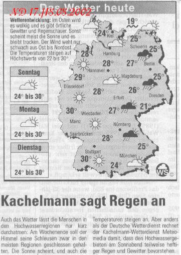 Zeitungsausschnitt ND Sonnabend/Sonntag 17./18.08.2002