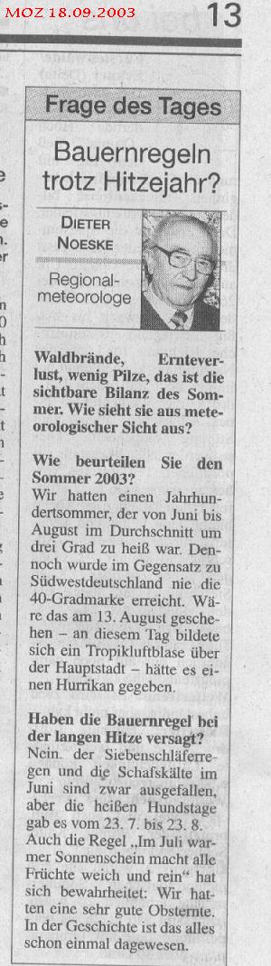 Zeitungsausschnitt Märkische Oderzeitung