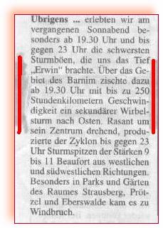 Ausschnitt aus Regionalzeitung 11.01.2005