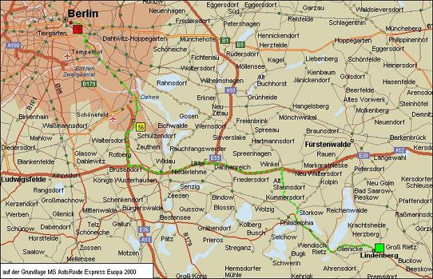 Anfahrt vom Flughafen Berlin-Schönefeld bzw. BBI (56 km) oder Berlin-Innenstadt (76 km)