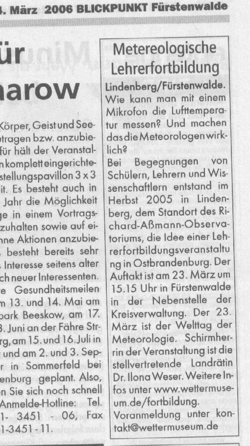 Ausriss Blickpunkt 04.3.2006