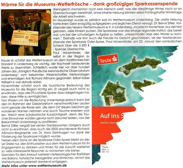 Ausriss Märkische LebensArt Februarheft 2007