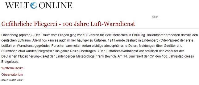 Screenshot Welt Online ...