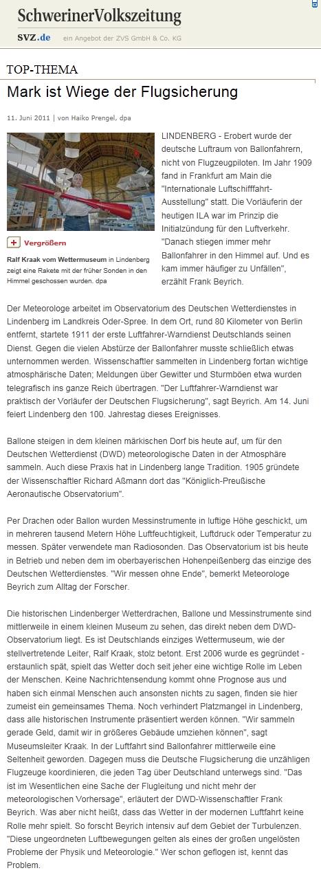 Screenshot Schweriner Volkszeitung Online ...