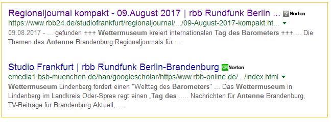 Google Eintrge des RBB-Beitrags